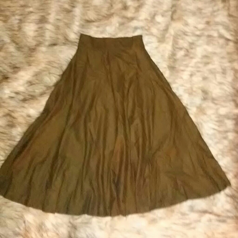 New Army Green Wool Blend Circle Skirt